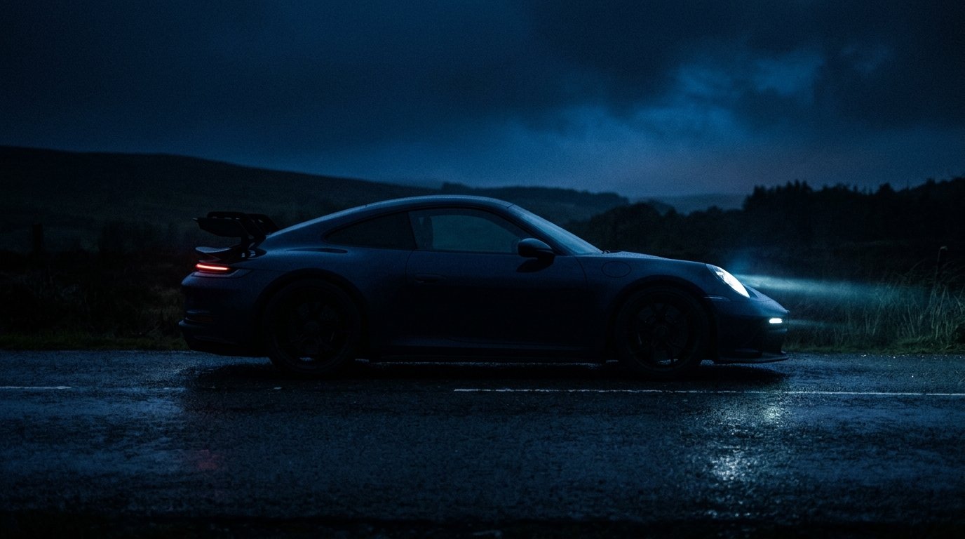 Luxury car at night